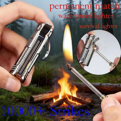 Allumettes Éternelles Étanches – Porte-clés Survival En Métal Avec Silex Et Décapsuleur, Kit D’urgence Compact Pour Camping, Randonnée Et Survie (silver)