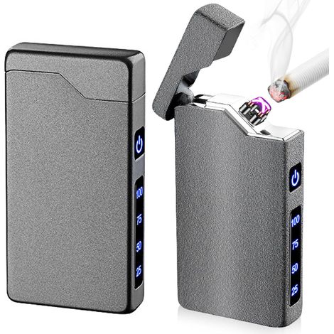Briquet À Arc Électrique Rechargeable Usb : Résistant À L'Eau Et Au Vent, Indicateur De Batterie, Briquet Plasma De Type C Pour Homme (noir)