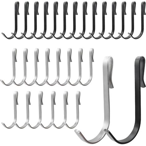 Crochets De Porte De Douche-30 Pièces 4mm Crochets Porte De Bains,crochets De Suspension En S,pour Salle De Bain,chambre À Coucher,cuisine(15 Noirs,15 Argentés)