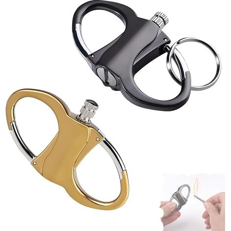 Briquet Porte Clés, Allumettes Étanches, Kit D'Allumage D'Urgence Portable For L'Alpinisme, Kit D'Allumage De Feu En Pierre Et Acier For Camping, Voiture Et Maison(silver+silver)