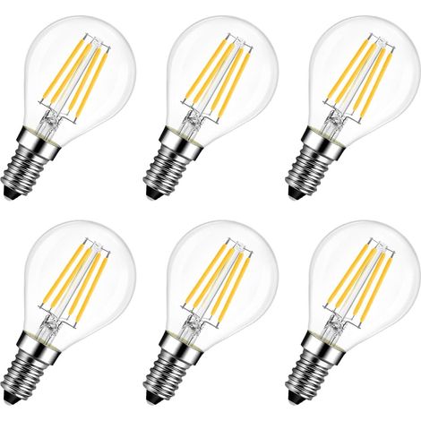4w Ampoule Led E14 À Filament, Equivalent À Ampoule Incandescence 40w, Filament Led Rétro, 2700k Blanc Chaud, Non-dimmable, Lot De 6
