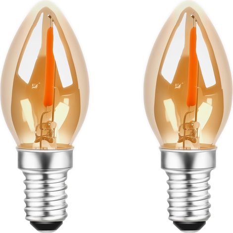 Lot De 2 Ampoules Bougie E12, 2200 K, Blanc Chaud Ambré, 0,5 W Led (équivalent À 5 W), Ampoule À Filament Vintage C7, Petite Base À Vis Pour Lampes De Sel, Veilleuses, Lampes De Table – Ac [classe Éne