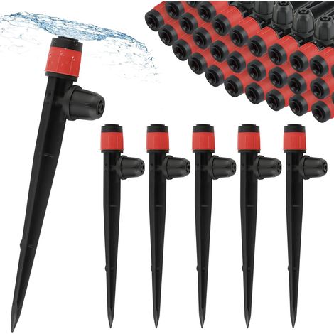 Lot De 50 Goutteurs D'Irrigation Goutte À Goutte De 6,35 Mm Avec Verrouillage, Émetteurs D'Irrigation Goutte À Goutte Pour Tube De 4/7 Mm, Pulvérisateur Réglable À 360 Degrés Pour Pot De