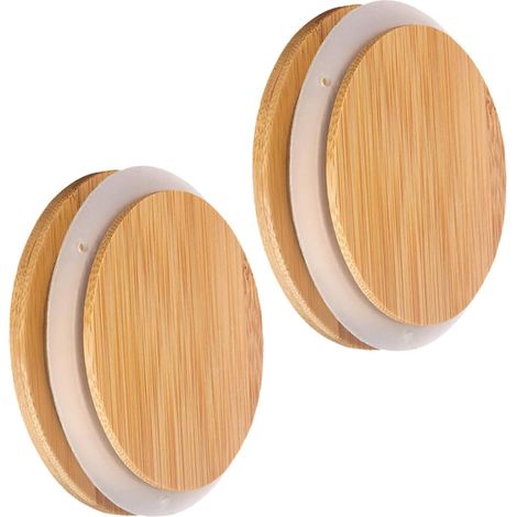 Lot De 2 Bouchons De Bouteille En Bambou Pour Bocaux En Verre Couvercle Bambou Joint En Silicone, Facile À Nettoye