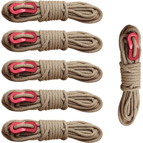 Lot De 6 Cordes Réfléchissantes - 4 Mm X 4 M - Corde De Guidage Pour Le Camping Avec Tendeur - Cordon Réfléchissant Résistant Aux Intempéries Pour Tentes, Hamacs, Bâches, Équipement De Survie