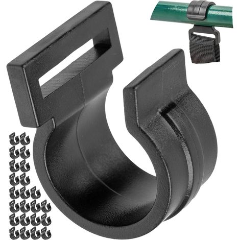 Pinces En C Pour Tiges De Tente Intérieure, 24 Pièces, Noir, Plastique, Pour Tige Jusqu'à Ø 25 Mm Et Sangle De 25 Mm De Large, Clip Crochet Pour Tente Extérieure, Auvent, Marquise, Bâche