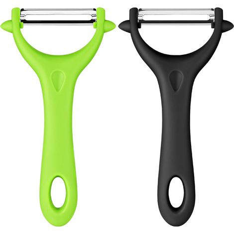 2 Pcs Éplucheur Universel, Econome Legumes Inox Eplucheur Legumes Manuel Eplucheur Pomme De Terre Poignée Ergonomique, Couteau Eplucheur Cuisine Pour Légumes Fruits (noir+vert Clair)