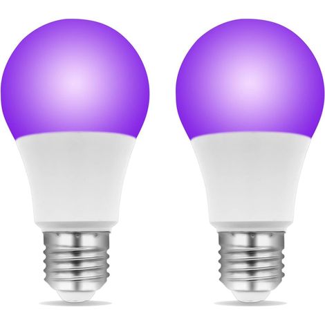 Ampoule Lumière Noire E27 Led 9w, Uva 385-400nm, Lumiere Noire Soiree Fluo, Ac 85-265v, Lumière Pour Fete Fluorescente Soirées Halloween Party, Lot De 2 [classe Énergétique E]
