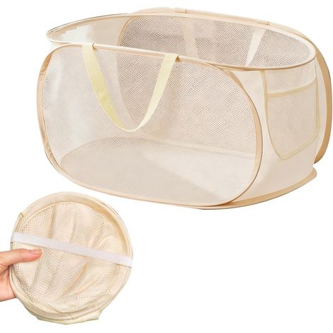 Paniers À Linge Pliable, 70l+ Corbeille À Linge Sale Avec Poignées, Pop Up En Panier Rangement Linge Grand Capacité, Pliable Et Portable Pour Laverie, Buanderie, Maison, Dortoir (beige)