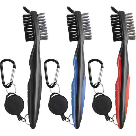 3 Pcs Nettoyages De Golf Pour Brosses De Golf Du Club, Outils De Nettoyages De Golf De Brosses De Golf En Acier, Double Face, Pour Fête Des Pères, Noir, Rouge, Bleu Marque : Dadabig