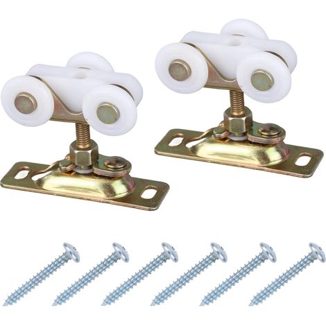 2pcs 3/4" Roues Porte Coulissante Remplacement Kit, Roulettes Pour Porte Coulissante Avec Crochet Supérieur Pour Johnson Quincaillerie Accessoires Placard Et Dérivation (or)