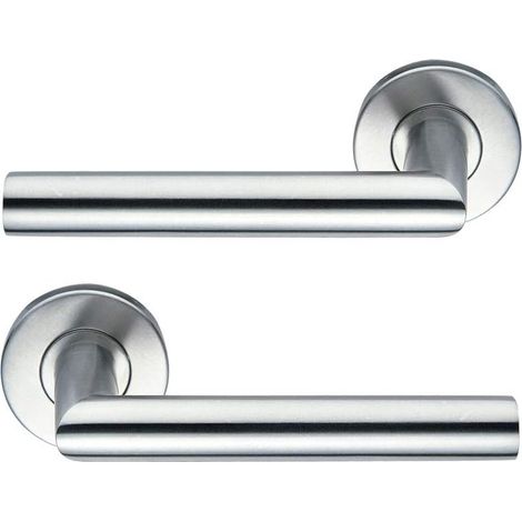 666452 Paire De Poignées De Porte Sur Rosace Inox Tempo Disco, Carré De 7mm