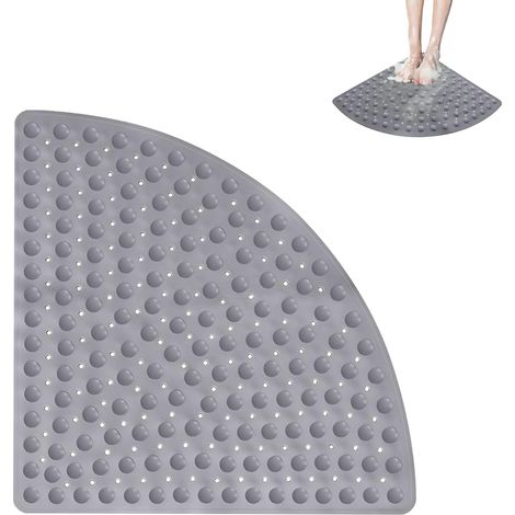 Tapis De Douche, 54 X 54 Cm Tapis De Douche Antidérapant Quart De Cercle, Tapis De Douche D'Angle, Natte De Bain En Pvc, Natte De Douches Antidérapant, Pour Salle De Bain Et Sauna(gris)