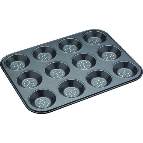 Crusty Bake Plat À Tarte Perforé, Antiadhésif Pfoa, Moule À Tarte 12 Trous, Acier Au Carbone Robuste 1 Mm, 32 X 24 Cm (12.5 X 9.5''), Gris
