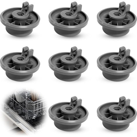 Roulette Lave Vaisselle Pour Panier Inférieur, Lot De 8 Basket Roller Universel Haute Résistance, Compatible Avec Bosch & Siemens, Réparation Rapide Du Panier De Lave-vaisselle Couvert, Modèle 165314