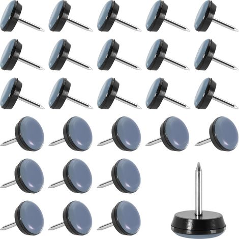 40 Pièces Patins Pour Chaises 16mm En Téflon Patins Pour Meubles Ronde Patin Chaise A Clouer Protéger Les Carrelages, Les Sols En Bois, Les Chaises, Les Tables Et Les Lits
