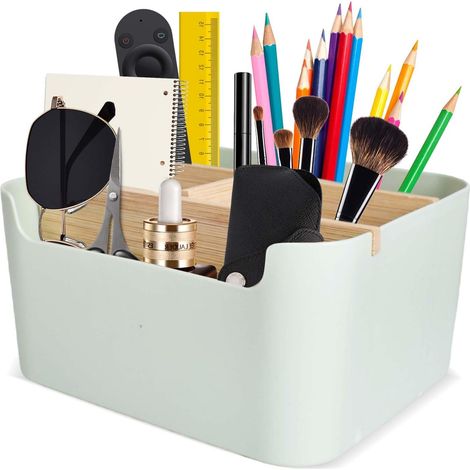 Boîte De Rangement Bureau À 5 Compartiments Amovible ，multifonctionnel Boite Rangement Bureau Pour Stylos Pour Stylos, Bijoux, Cosmétiques, Fournitures Scolaires (vert)