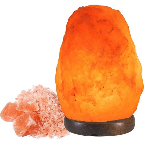 P201utp100 Lampe De Sel De L'Himalaya Naturelle - Unique Faite À La Main Avec Base En Bois Rose
