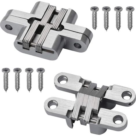 2 Pièces Charnières Cachées Invisibles Dissimulées Croisées 180 Degrés Alliage De Zinc Charnière Cachée Pour Quincaillerie De Meubles Porte Pliante (70 Mm)
