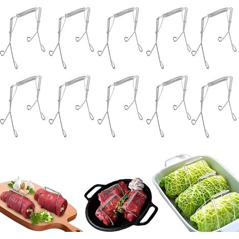 Lot De 10 Pinces À Roulade, En Acier Inoxydable, Réutilisables, Pinces De Cuisine, Pinces À Salade, Pinces Pour Viande Et Chou, Cadeaux De Bricolage De Pâques