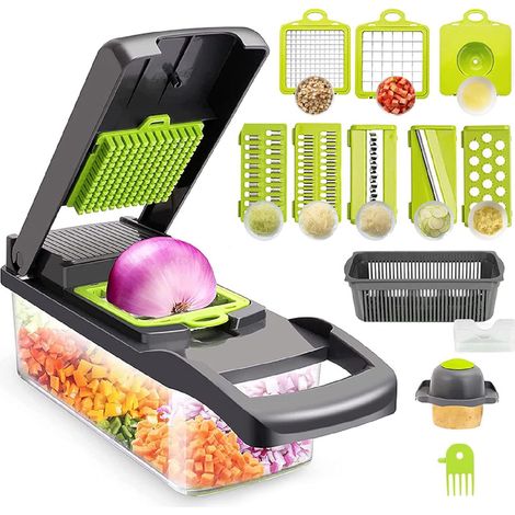 Coupe-légumes Manuel, Mandoline De Cuisine Multifonctionnelle 13 En 1-2 Lames, 7 Râpes Trancheuses, Séparateur D'Œufs Et Égouttoir, Lames En Acier Inoxydable
