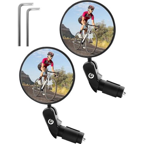 2 Pièces Rétroviseur Vélo,rétroviseur De Vélo Convexe Rotatif 360°,support De Guidon Universel (17-22mm) Pour Vélos De Ville,vtt, Vélos Électriques