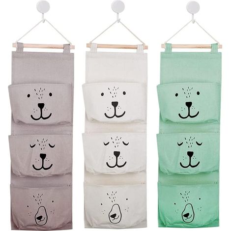 3 Pcs Rangement Suspendu, 60 X 20 Cm Organisateur Mural En Tissu Pour Porte, Sacs De Rangement Suspendus, Organisateur Pour Salle De Bain, Chambre D'Enfant, Bébé (3 Couleurs)