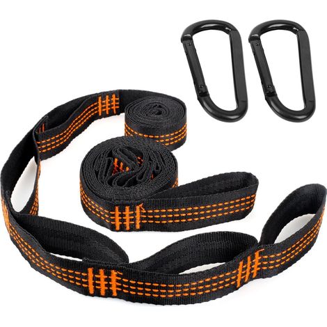 2 Sangle Hamac 2m X 2,5 Cm Sangle Pour Hamac Suspendu Corde Hamac Attache Hamac Avec 2 Mousquetons, Sangle Hamac Reglable Pour Camping, Randonnée En Plein Air