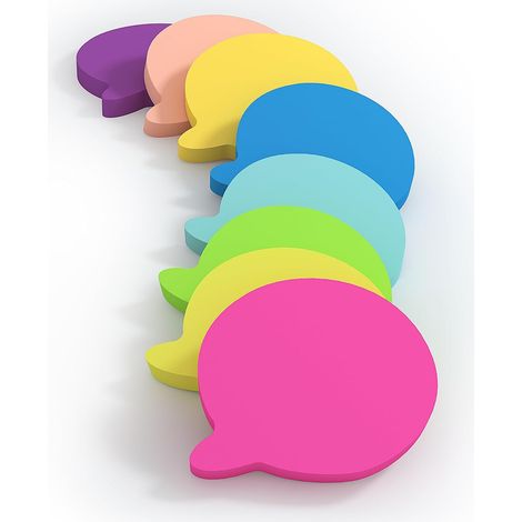Notes Autocollantes En Forme De Bulle, 75 X 75 Mm, 8 Couleurs Vives, 8 Blocs De 80 Feuilles, 640 Feuilles Au Total, Office Products, 8 Unités