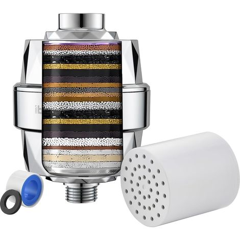 M91010 Filtre De Douche Anti Calcaire Universel, Élimine Chlore Métaux Lourds Odeur, Protection Peau Cheveux, Installation Sans Outil Raccord 1/2