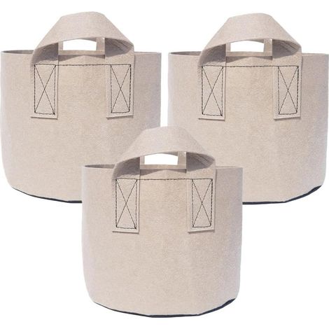 Lot De 3 Sacs De Culture En Tissu Respirant Avec Poignées, Pour Pommes De Terre, Légumes, Pots De Jardinage, Pour Extérieur, Terrasse, Balcon, Pots Réutilisables (2,2 L)