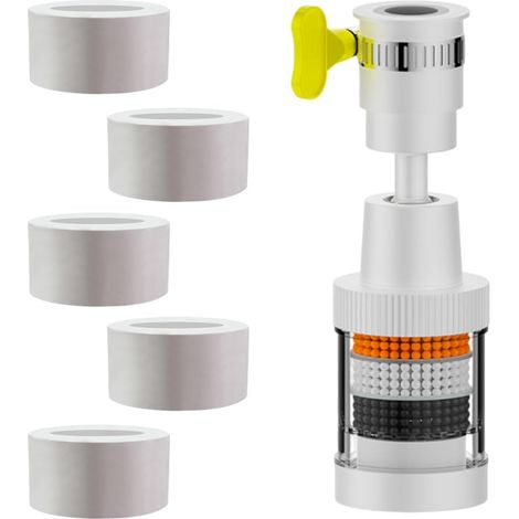 Filtre À Eau Pour Robinet 360°, Avec 5 Éléments Filtrants Interchangeables En Coton, Filtre Anti Calcaire Robinet, Filtre Eau Robinet, Pour Cuisine, Évier, Salle De Bain, La Maison