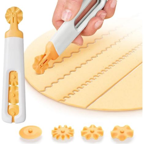 Roulette Coupe-pâte Multifonction, Roulette Raviolis, Coupe-pâte Pâtisserie, 4 Rouleaux Interchangeables Pour Pâte Pâtisserie