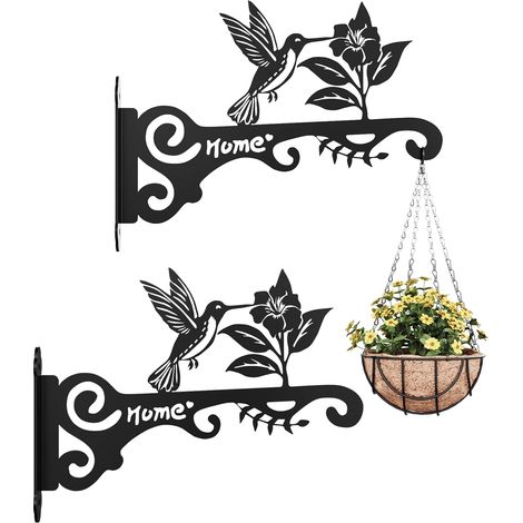 Support Jardiniere Balcon 2 Pièces En Métal Décoratif, Suspension Plante Exterieur Avec Motif Colibri,