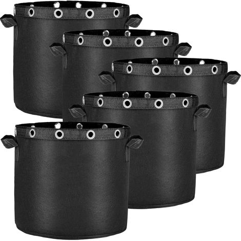 Lot De 5 Sacs De Plantation De 30 L En Tissu Non Tissé Pour Plantation Permanente, Réutilisables, Pour Pommes De Terre, Fleurs, Plantes, Légumes