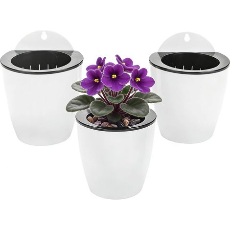 Lot De 3 Pots De Jardinière Suspendus À Arrosage Automatique Fenêtre De Jardin Verticale Montage Suspendu Herbes (3petit)