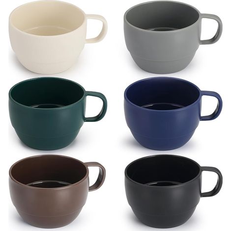 Lot De 6 Tasses À Café En Plastique Léger Et Durable Pour La Maison, L'Extérieur, Le Pique-nique, Le Camping, Idée Cadeau D'Anniversaire 355 Ml