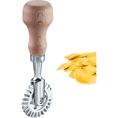 Roulette À Ravioli/pâtisserie Sofia - Roulette Pratique , Diamètre De La Roulette 39 Mm - Zinc, Bois De Hêtre