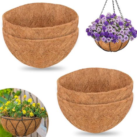 4 Pièces Doublures Rondes En Fibre De Coco Pour Pots À Suspendre, 30,5cm Doublure Tapis En Fibre De Coco 100% Naturelle