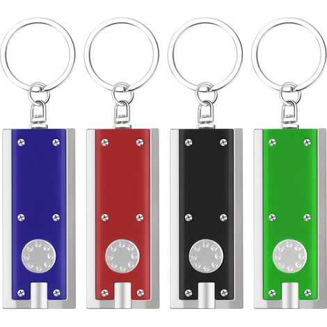 Mini Lampe De Poche Porte-clés, Lot De 4 Lampe Torche Led Portable, Petite Porte-clés Torcheen Aluminium,avec 12 Piles Aaa, Pour Extérieur, Camping, Randonnée, Urgences, Coupure De Courant