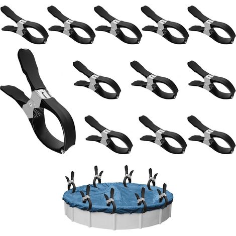 Lot De 12 Pince En Métal Pour Bâche De Piscine, Pinces De Fixation Avec Film De Protection, Serrage Pour Piscines Hors-sol