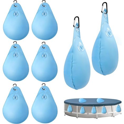 Sacs D'Eau Lourds Pour Couverture De Piscine, 8 Pièces Sacs D'Eau De Piscine Pvc, Poids De Couverture De Piscine Avec Crochets, Poids Pour Abris De Piscine Enterrés