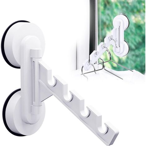 Étendoir À Vêtements Mural Etendoir Linge Pliable - Porte Manteau Balcon Invisible Ventouses Fortes Sans Poinçonnage Fenêtre Multifonctions Quatre Fentes Pour Salle Bains Chambre