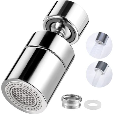 360° Pivotant Aérateurs De Robinet, M22/m24 Mousseur Robinet Économiseur D'Eau, 2 Modes Embout Robinet Cuisine Rotatif Grand Angle Chromé