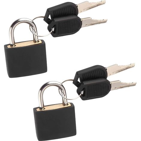 2 Pièces Cadenas À Bagage, Cadenas Valise Avec Clé, Mini Cadenas Avec Clé, Petit Cadenas De Sécurité Avec Clé (noir)