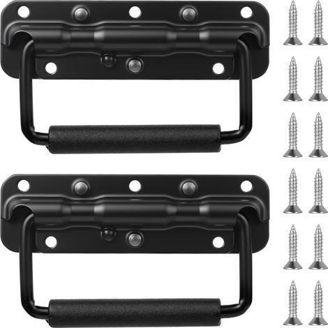 2 Pièces Poignées De Caisse À Ressort, Poignées Pliantes, 140 Mm Poignée À Levier Pour Boîtes En Matériel, Poignée De Valise, Poignées Pliantes Et Porte-outils Pour Caisses Et Boîtes À