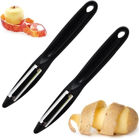Lot De 2 Éplucheur Universel À Lame Pendulaire, Éplucheur Légumes, Éplucheur Pivotant En Acier Inoxydable, Eplucheur Manuel Pomme De Terre Poignée Ergonomique, Éplucheur Pour Fruits, Noir