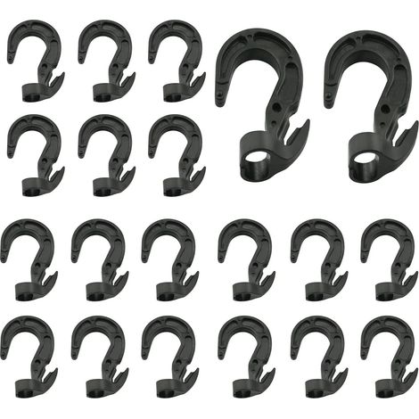 Lot De 20 Crochets Tendeurs Elastiques En Plastique Pour Corde Elastique Noir
