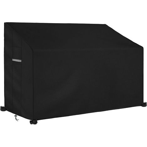 Housse Banc De Jardin 2 Places Imperméable Housse De Protection Banc Extérieur Avec Aérations, Résistant Au Vent, Anti-uv Tissu Oxford 420d Bache Canapé De Jardin (134x66x63/89cm) - Noir