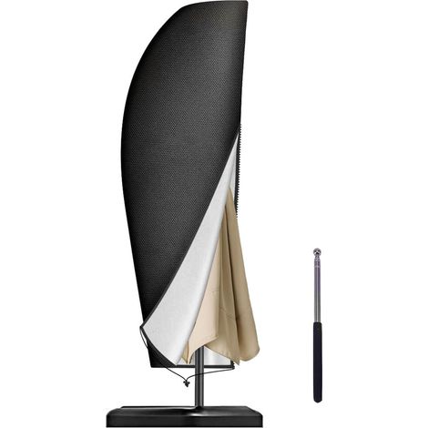 Housse Parasol Déporté, Housse De Protection En Tissu Oxford, Coupe-vent, Anti-uv, Résistante Aux Déchirures Avec Tige Télescopique Et Fermeture Éclair (265x40/70/50 Cm)